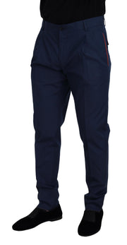 Elegant Slim Fit Chinos in Blue Silk Blend Dolce & Gabbana