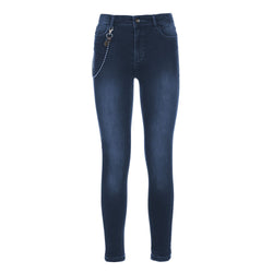 Chic Lightly Washed Blue Slim-Fit Jeans with Chain Detail Imperfect