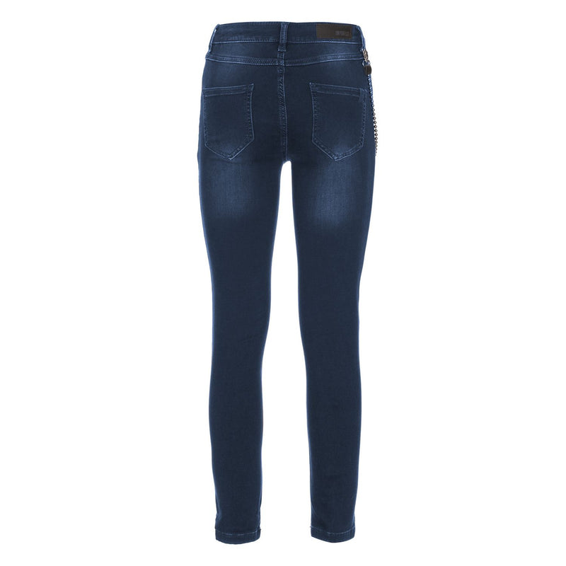 Chic Lightly Washed Blue Slim-Fit Jeans with Chain Detail Imperfect