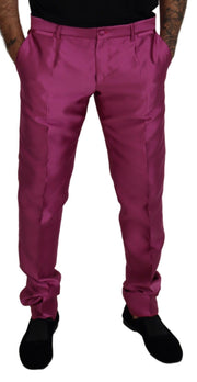 Elegant Slim Fit Formal Dress Pants in Pink Dolce & Gabbana