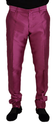 Elegant Slim Fit Formal Dress Pants in Pink Dolce & Gabbana