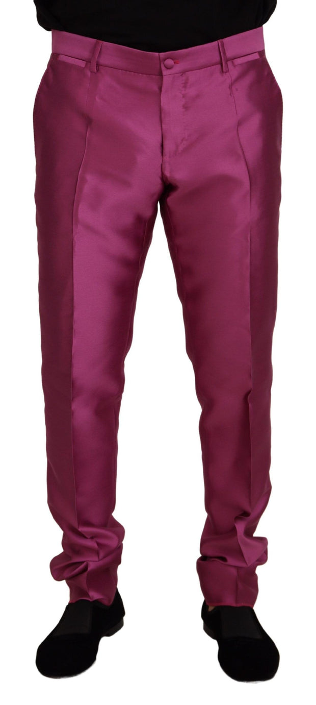 Elegant Slim Fit Formal Dress Pants in Pink Dolce & Gabbana