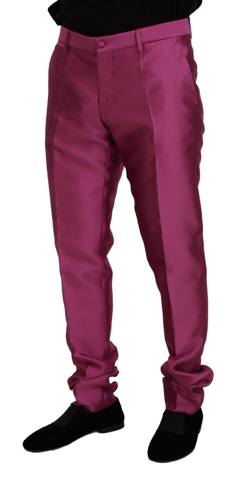 Elegant Slim Fit Formal Dress Pants in Pink Dolce & Gabbana