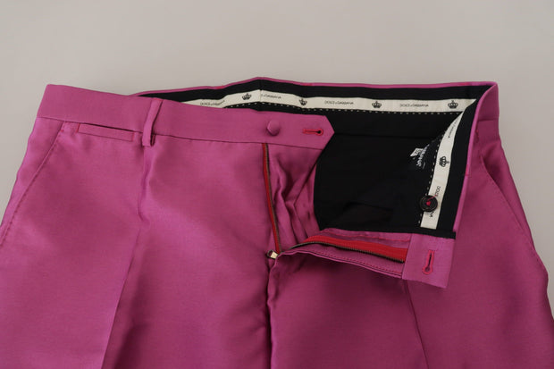 Elegant Slim Fit Formal Dress Pants in Pink Dolce & Gabbana