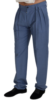 Elegant Regular Fit Dress Pants in Blue Dolce & Gabbana