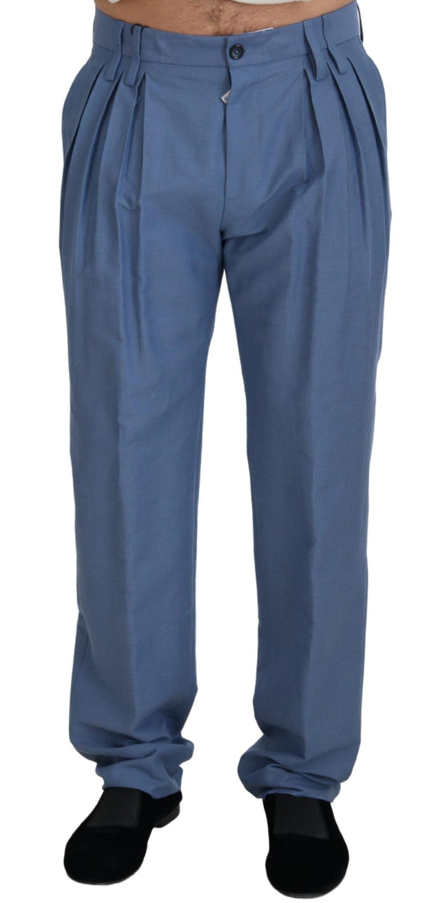 Elegant Regular Fit Dress Pants in Blue Dolce & Gabbana