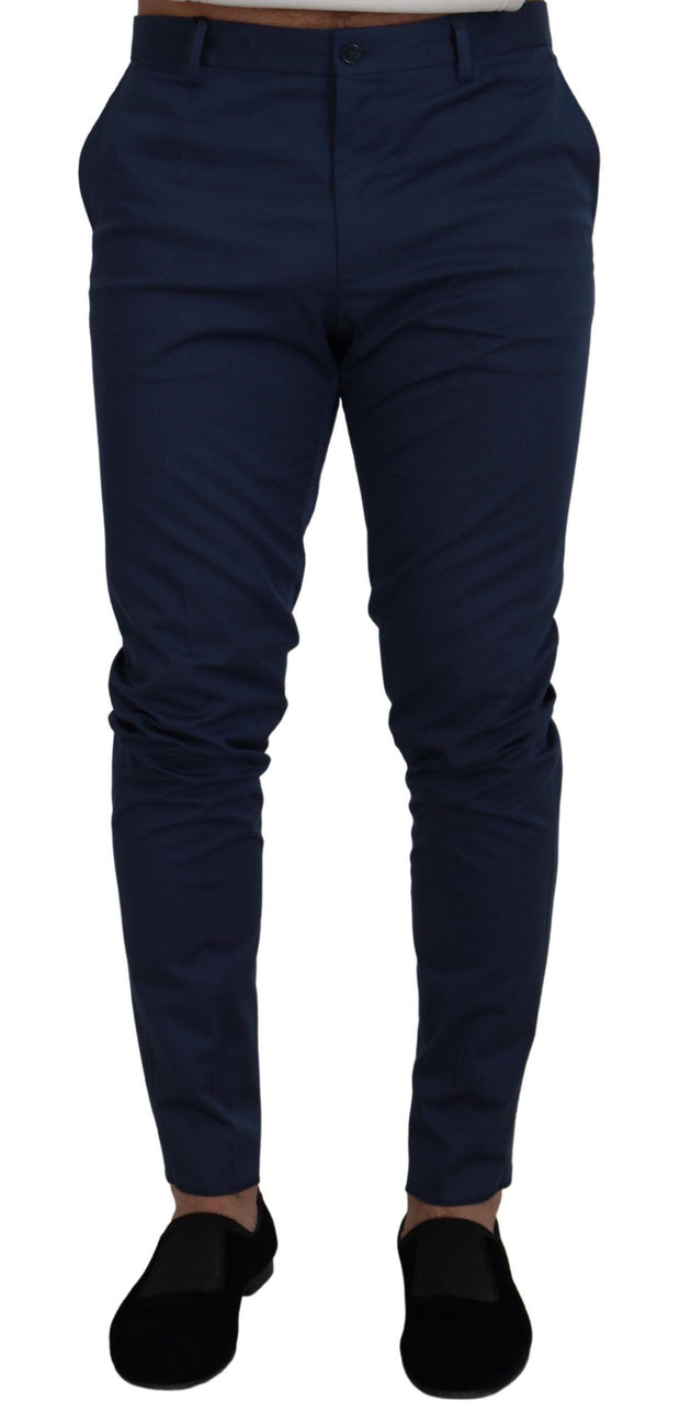 Elegant Slim Fit Chinos in Blue Dolce & Gabbana