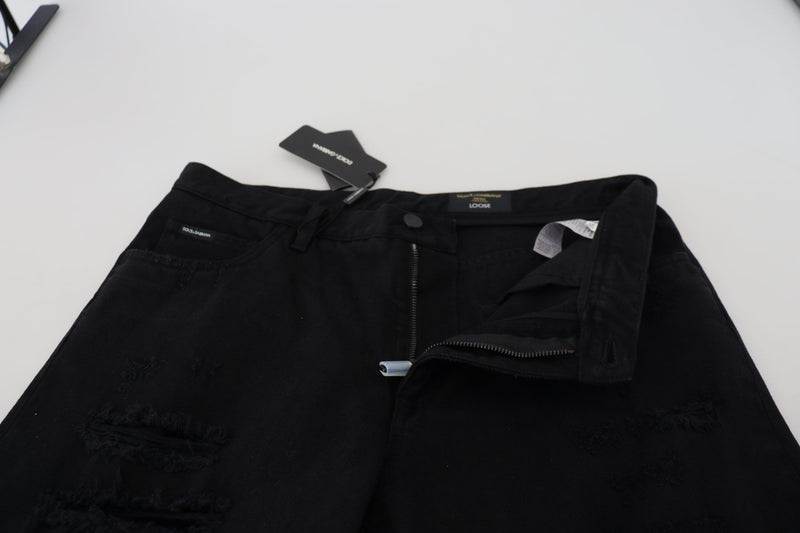 Elegant Black Loose Fit Italian Jeans Dolce & Gabbana