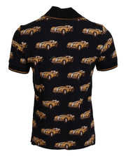 Elegant Car Print Polo T-Shirt in Black Dolce & Gabbana