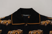 Elegant Car Print Polo T-Shirt in Black Dolce & Gabbana