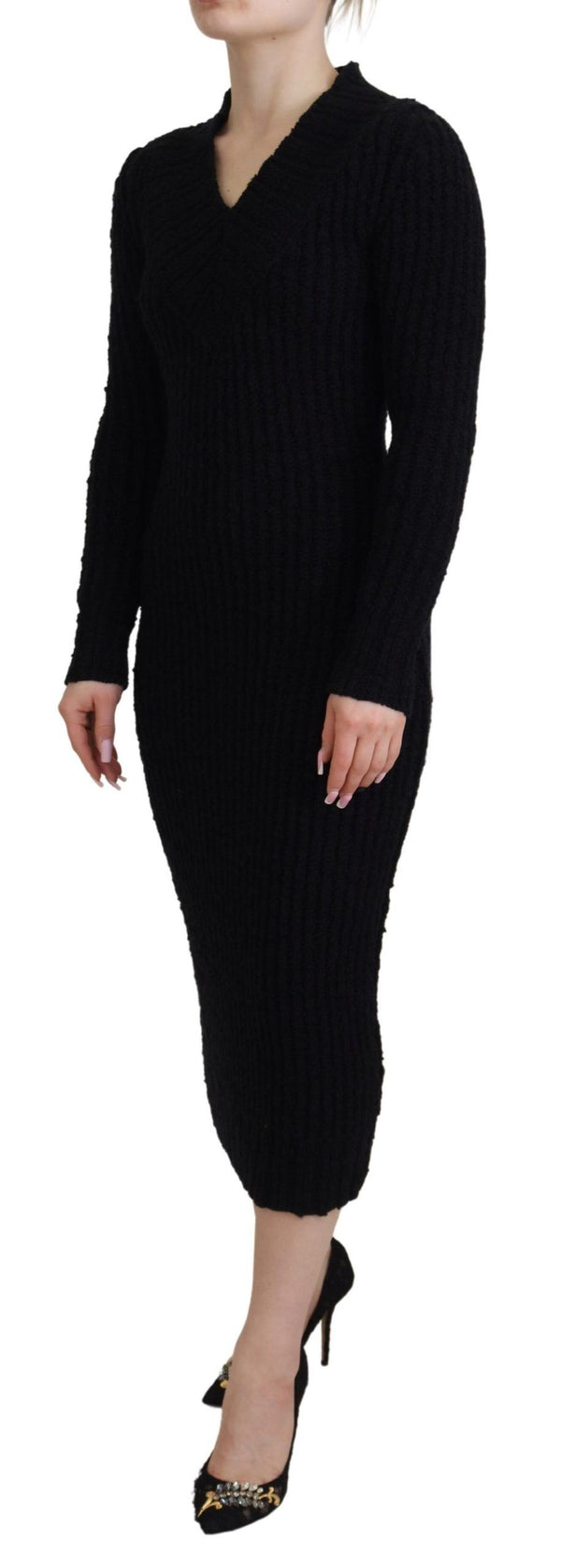 Elegant Black Wool Blend Sweater Dress Dolce & Gabbana