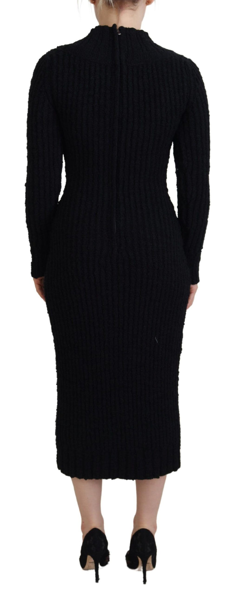 Elegant Black Wool Blend Sweater Dress Dolce & Gabbana