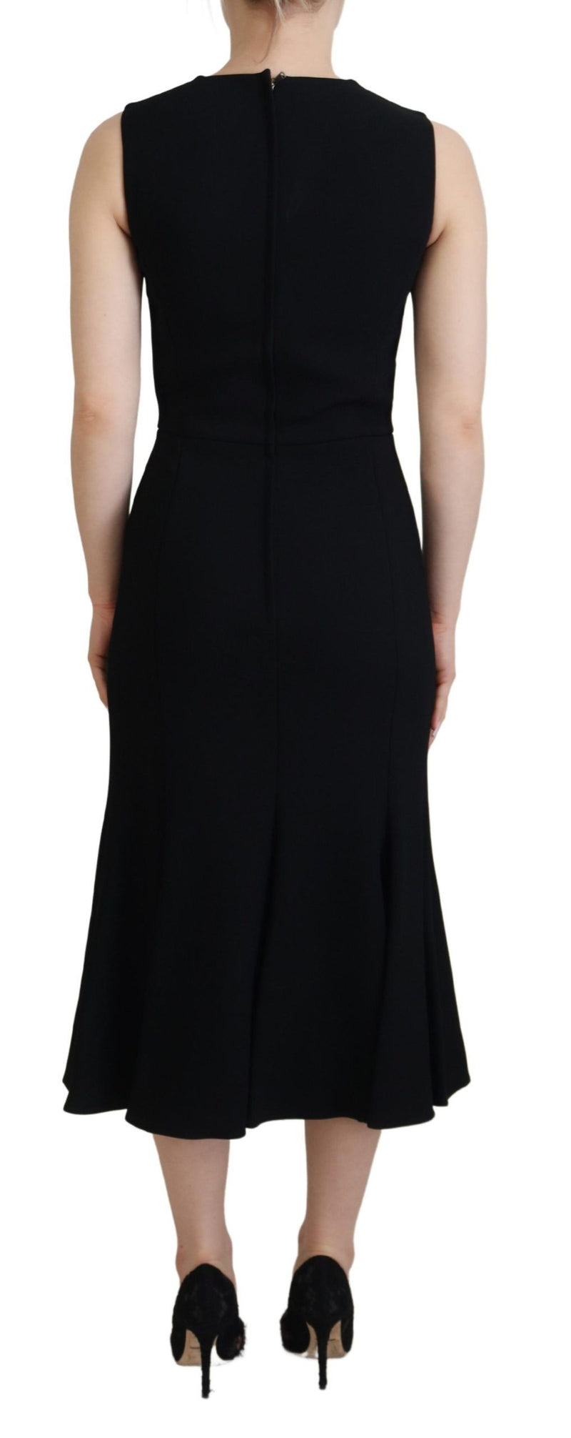 Elegant Fit and Flare Black Sheath Dress Dolce & Gabbana