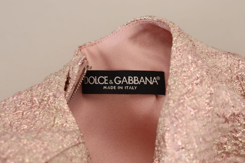 Elegant Pink Jacquard Midi Sheath Dress Dolce & Gabbana