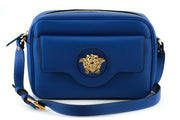 Elegant Blue Calf Leather Camera Case Bag Versace