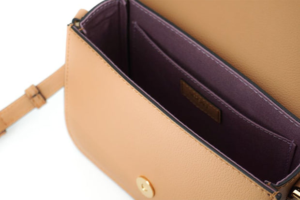 Elegant Calf Leather Shoulder Bag in Brown Versace