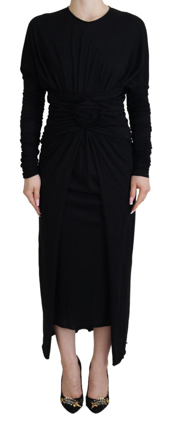 Elegant Sheath Wrap Dress with Long Sleeves Dolce & Gabbana