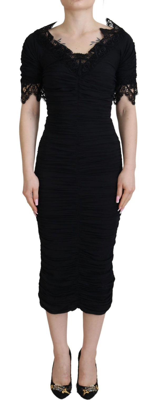 Elegant Sheath Short Sleeve Midi Dress Dolce & Gabbana