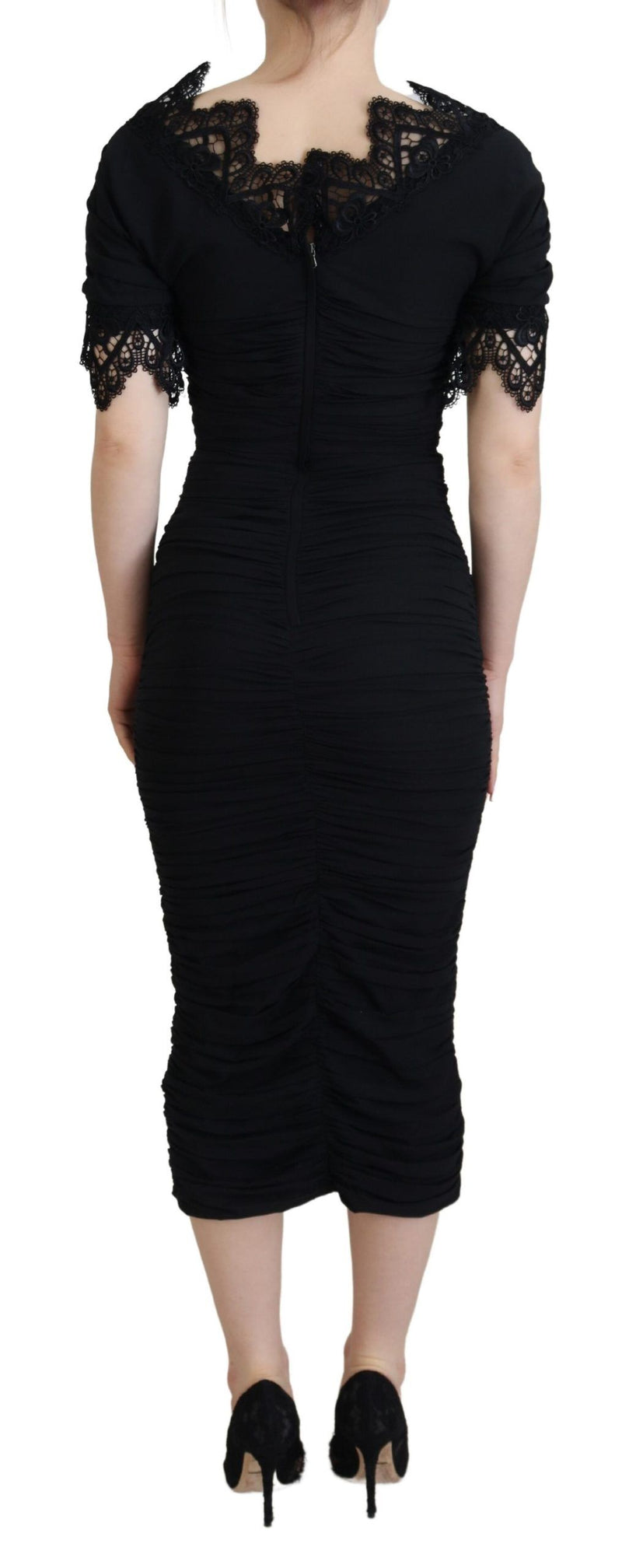 Elegant Sheath Short Sleeve Midi Dress Dolce & Gabbana