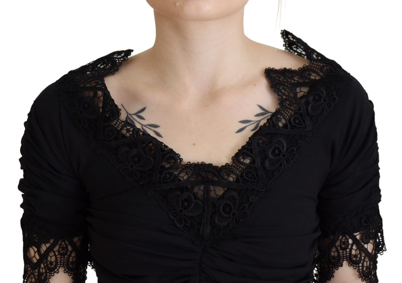 Elegant Sheath Short Sleeve Midi Dress Dolce & Gabbana