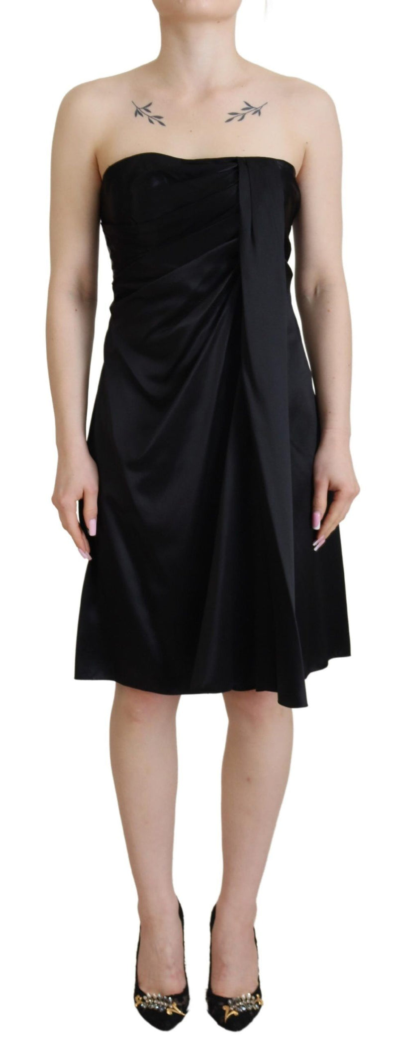 Elegant Black Silk Mini Sleeveless Dress Dolce & Gabbana