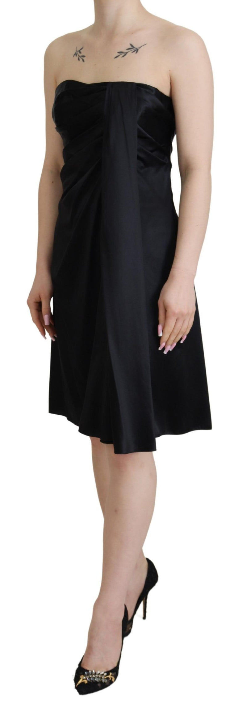 Elegant Black Silk Mini Sleeveless Dress Dolce & Gabbana