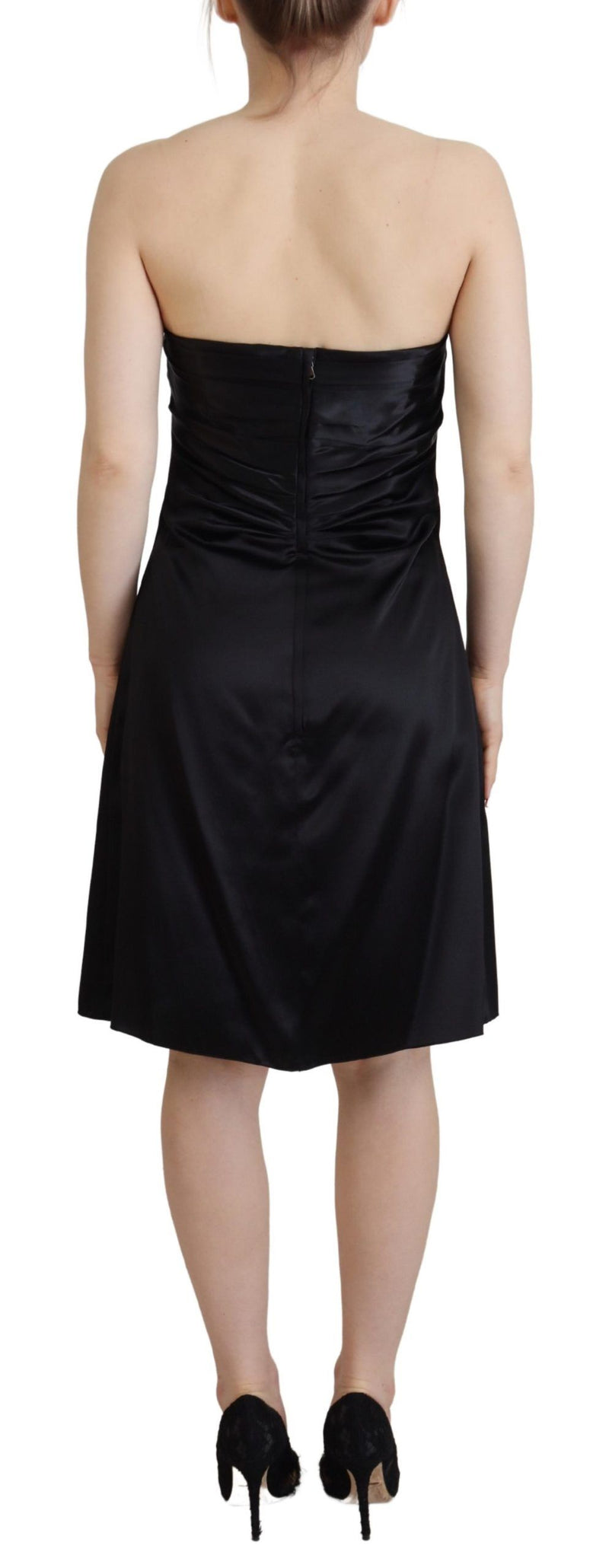 Elegant Black Silk Mini Sleeveless Dress Dolce & Gabbana