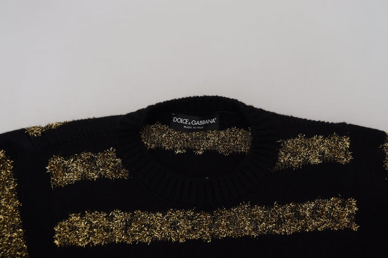 Elegant Black and Gold Crystal Sweater Dolce & Gabbana