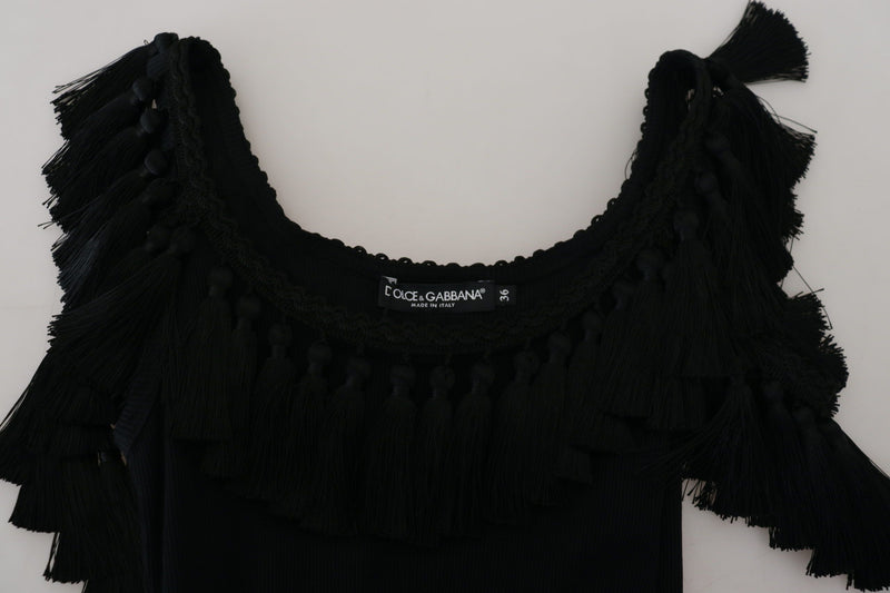 Elegant Black Cotton Tank Top Blouse Dolce & Gabbana