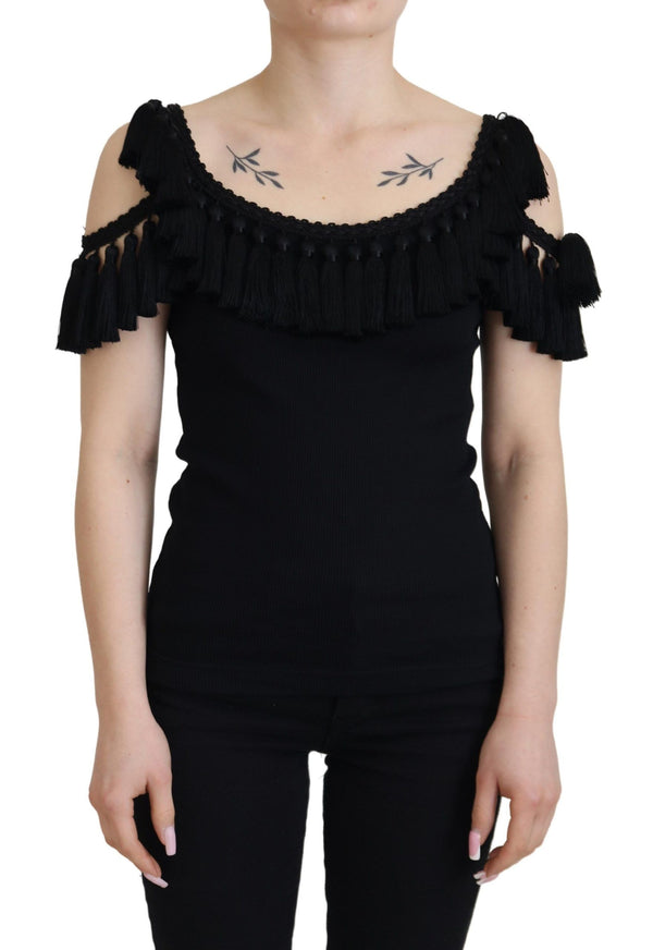 Elegant Black Cotton Tank Top Blouse Dolce & Gabbana