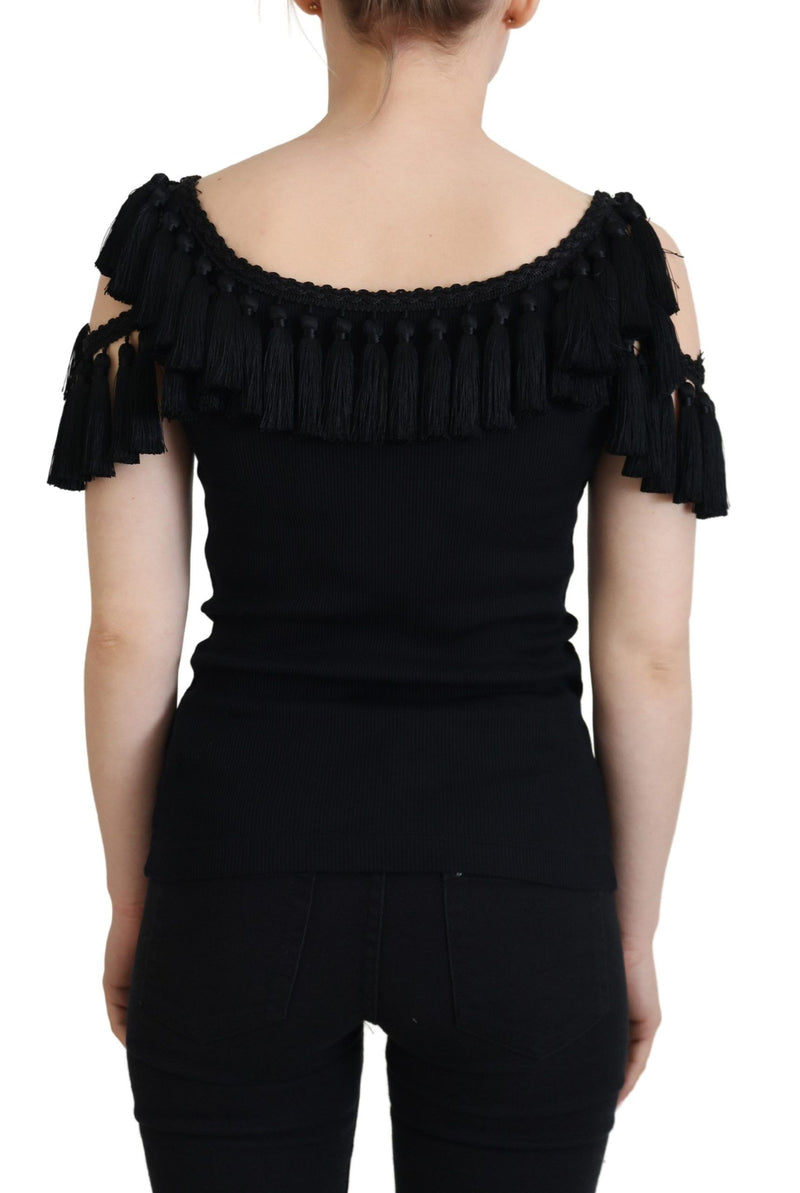 Elegant Black Cotton Tank Top Blouse Dolce & Gabbana