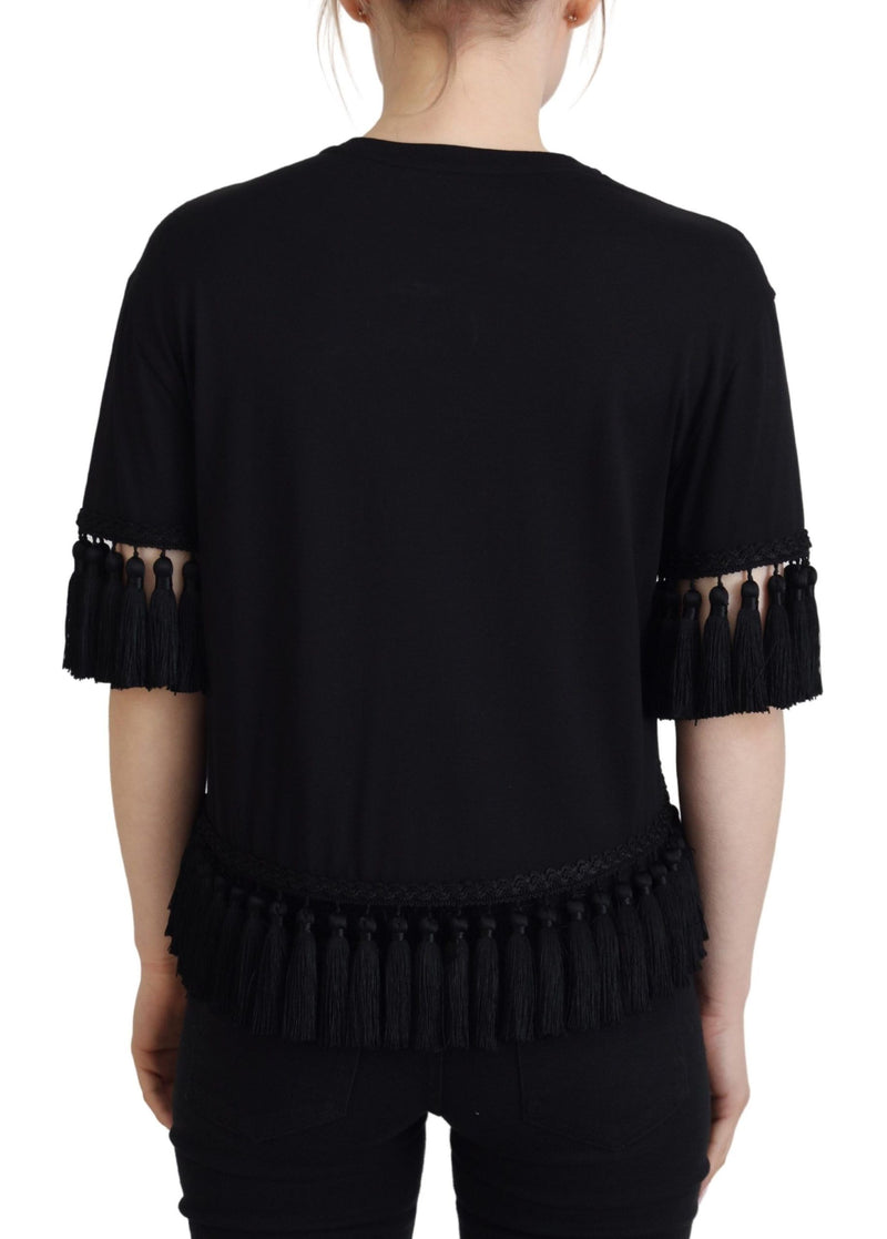 Elegant Black Cotton Short Sleeve Tee Dolce & Gabbana