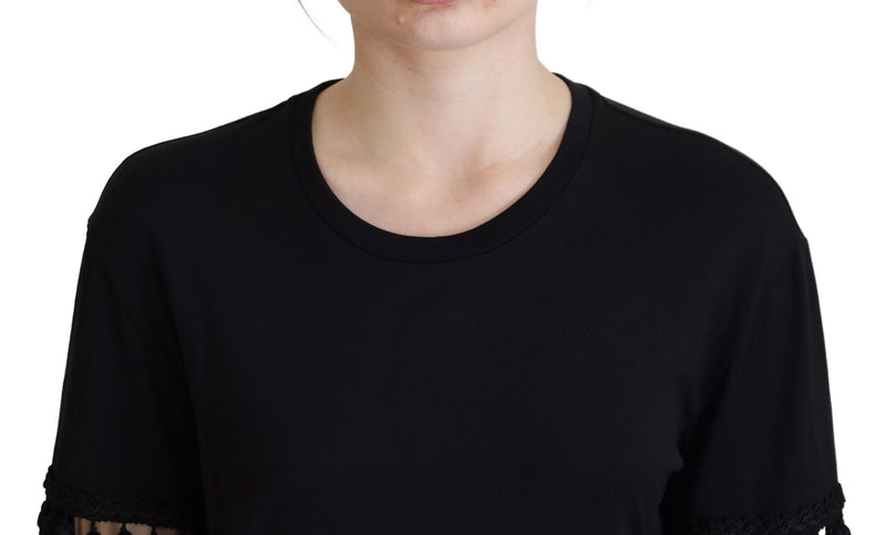 Elegant Black Cotton Short Sleeve Tee Dolce & Gabbana