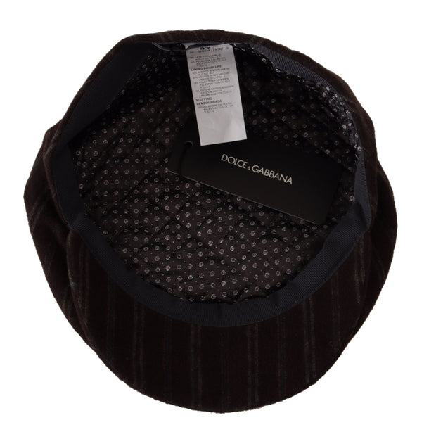 Elegant Striped Wool Blend Newsboy Cap Dolce & Gabbana