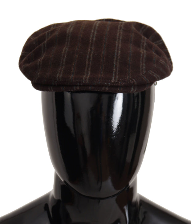 Elegant Striped Wool Blend Newsboy Cap Dolce & Gabbana