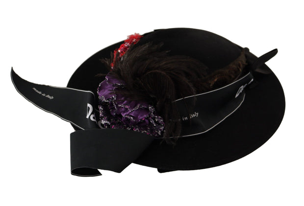 Elegant Wide Brim Black Hat Dolce & Gabbana