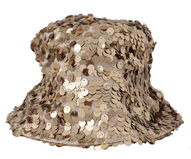 Elegant Sequined Gold Bucket Hat Dolce & Gabbana