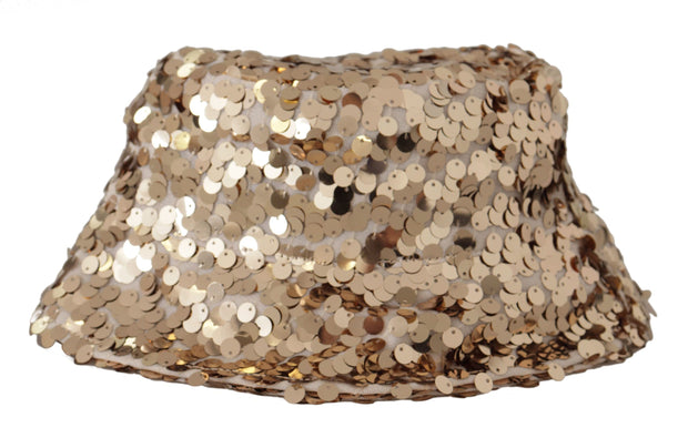 Elegant Sequined Gold Bucket Hat Dolce & Gabbana