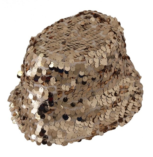 Elegant Sequined Gold Bucket Hat Dolce & Gabbana