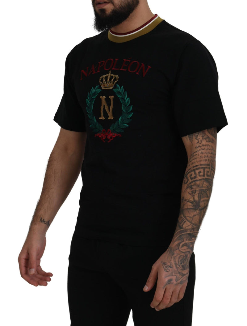 Iconic Black Cotton Crew Neck Tee Dolce & Gabbana