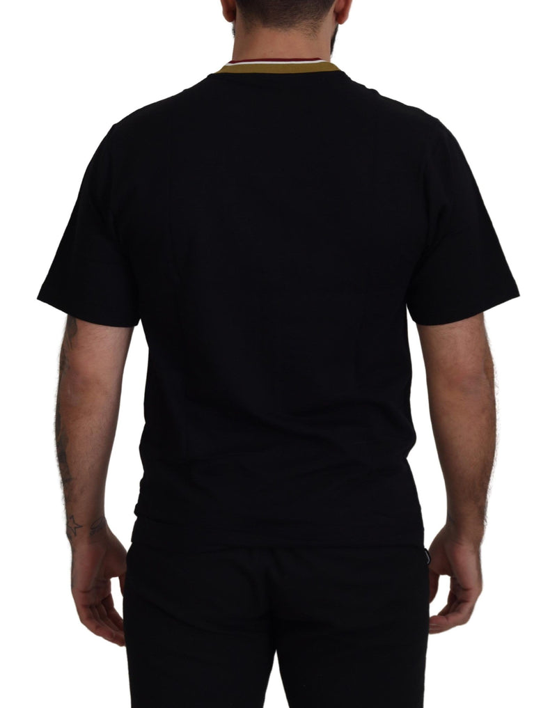 Iconic Black Cotton Crew Neck Tee Dolce & Gabbana