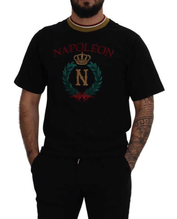 Iconic Black Cotton Crew Neck Tee Dolce & Gabbana