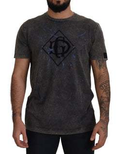 Elevated Grey Cotton Tee with Discolored DG Logo Dolce & Gabbana