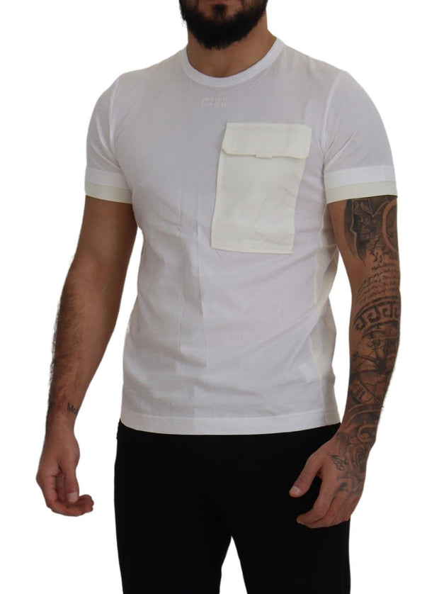 Elegant White Cotton Tee with DG Chest Pocket Dolce & Gabbana