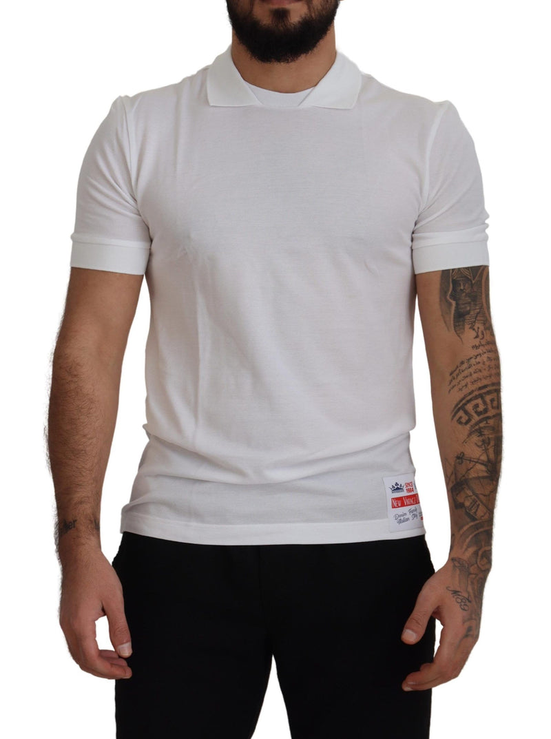 Elegant White Cotton Polo T-Shirt Dolce & Gabbana