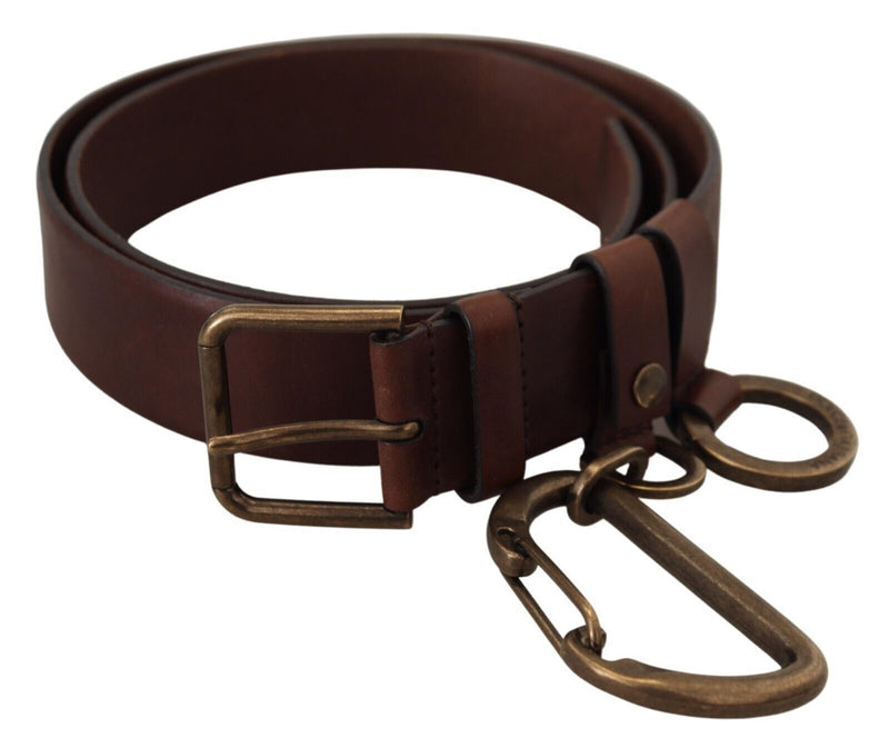 Elegant Brown Leather Belt with Metal Buckle Dolce & Gabbana