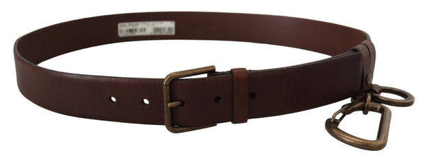 Elegant Brown Leather Belt with Metal Buckle Dolce & Gabbana