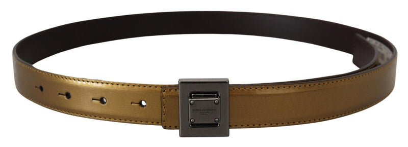 Gold Square Buckle Leather Belt Dolce & Gabbana