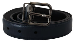 Elegant Dark Blue Leather Belt Dolce & Gabbana