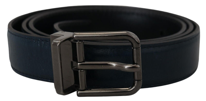 Elegant Dark Blue Leather Belt Dolce & Gabbana